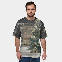 Футболка оверсайз мужская Елка во дворе, цвет: 3D-принт — фото 2