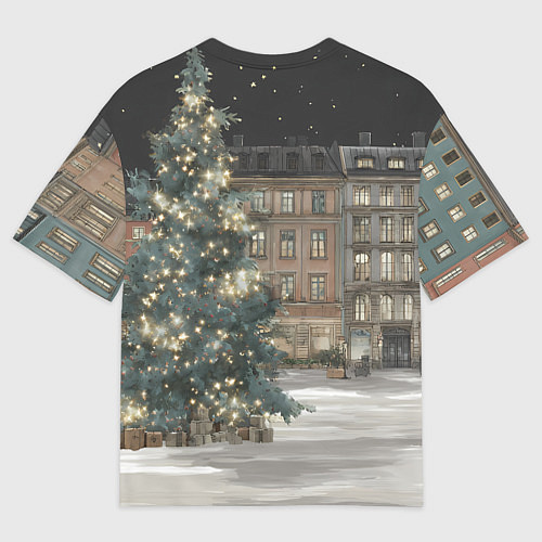 Мужская футболка оверсайз Елка во дворе / 3D-принт – фото 2