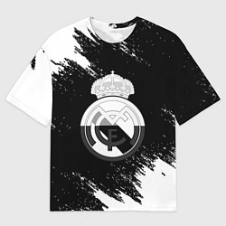 Мужская футболка оверсайз Реал Мадрид черно белые краски
