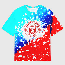 Футболка оверсайз мужская Манчестер Юнайтед неон, цвет: 3D-принт