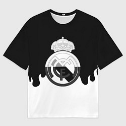 Мужская футболка оверсайз Реал Мадрид огонь белый