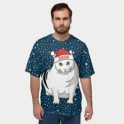 Футболка оверсайз мужская Кот мем - 2026, цвет: 3D-принт — фото 2