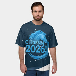 Футболка оверсайз мужская С Новым 2026 снежная надпись, цвет: 3D-принт — фото 2