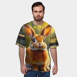 Футболка оверсайз мужская Зайчик в лесу, цвет: 3D-принт — фото 2