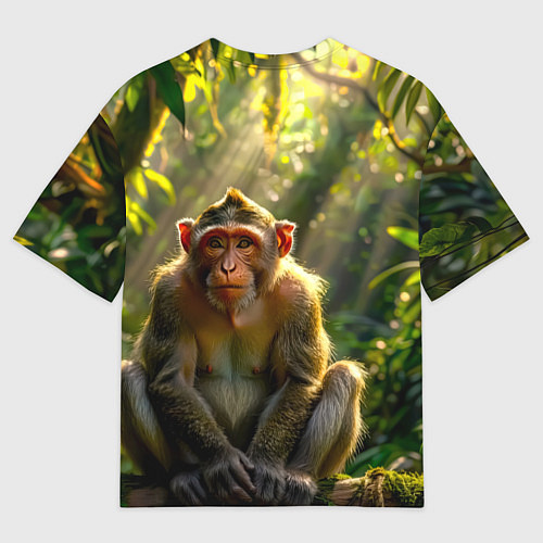 Мужская футболка оверсайз Лесная обезьянка / 3D-принт – фото 2