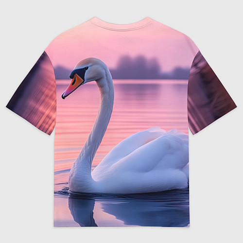 Мужская футболка оверсайз Лебединая элегия / 3D-принт – фото 2