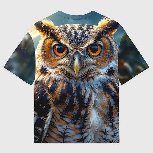 Мужская футболка оверсайз Лунная сова в лесу / 3D-принт – фото 2