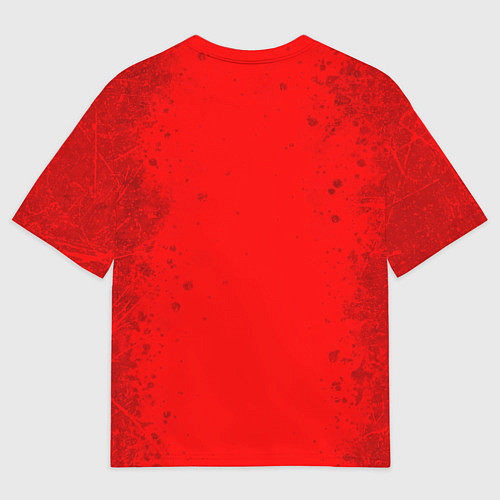 Мужская футболка оверсайз Stalker - белое на красном / 3D-принт – фото 2