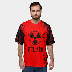 Футболка оверсайз мужская Stalker - черное на красном, цвет: 3D-принт — фото 2