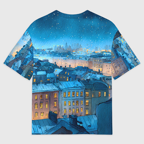 Мужская футболка оверсайз Крыши зимнего Питера / 3D-принт – фото 2
