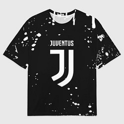 Мужская футболка оверсайз Ювентус белые брызги красок