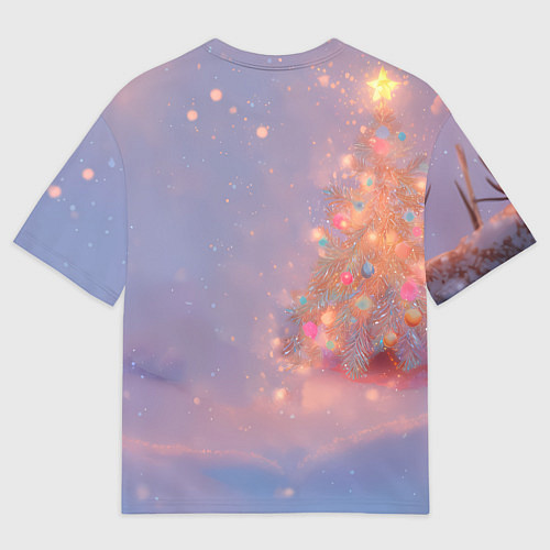 Мужская футболка оверсайз Лисичка Новый год / 3D-принт – фото 2