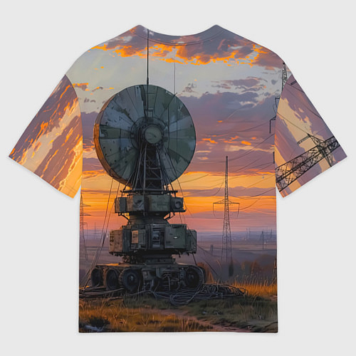 Мужская футболка оверсайз Радиоэфир на закате / 3D-принт – фото 2