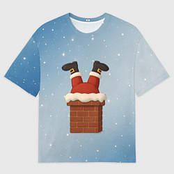 Мужская футболка оверсайз Санта торчит из трубы