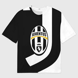 Футболка оверсайз мужская Ювентус полосы спорт линии, цвет: 3D-принт