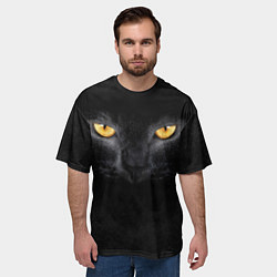 Футболка оверсайз мужская Черная кошка, цвет: 3D-принт — фото 2