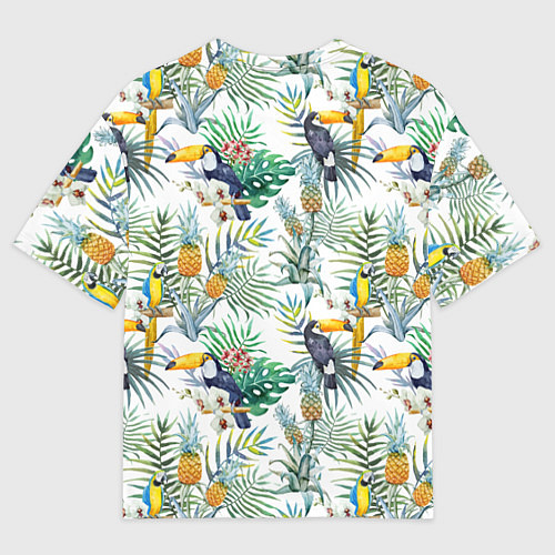 Мужская футболка оверсайз Летний попугай / 3D-принт – фото 2