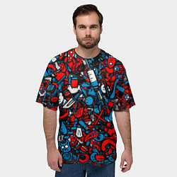 Футболка оверсайз мужская Стикербомбинг, цвет: 3D-принт — фото 2