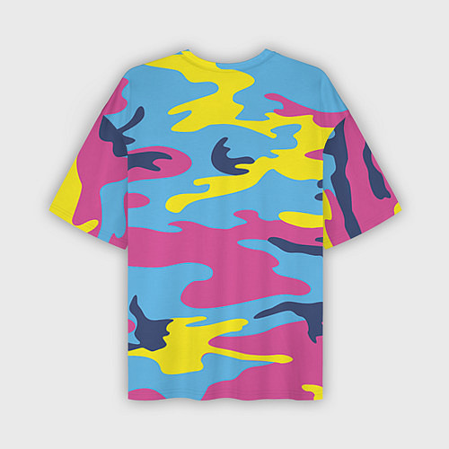 Мужская футболка оверсайз Камуфляж: голубой/розовый/желтый / 3D-принт – фото 2