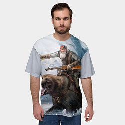 Футболка оверсайз мужская Русский воин на медведе, цвет: 3D-принт — фото 2