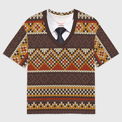 Футболка оверсайз мужская Зимний узор с галстуком, цвет: 3D-принт