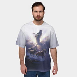 Футболка оверсайз мужская Небесные лошади, цвет: 3D-принт — фото 2