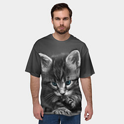 Футболка оверсайз мужская Голубоглазый котенок, цвет: 3D-принт — фото 2