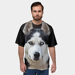 Футболка оверсайз мужская Глаза хаски, цвет: 3D-принт — фото 2