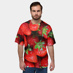 Футболка оверсайз мужская Клубничная, цвет: 3D-принт — фото 2