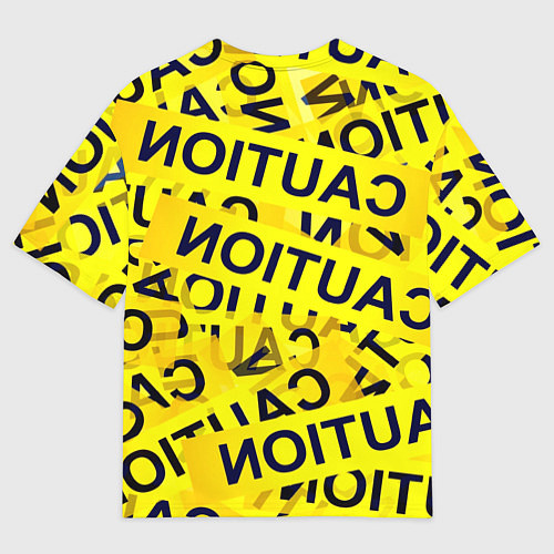 Мужская футболка оверсайз Caution / 3D-принт – фото 2