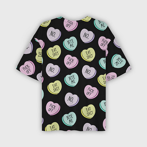 Мужская футболка оверсайз Сердца с надписями / 3D-принт – фото 2