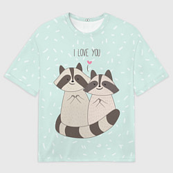 Футболка оверсайз мужская Влюбленные еноты, цвет: 3D-принт
