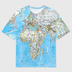 Мужская футболка оверсайз Карта мира - политическая