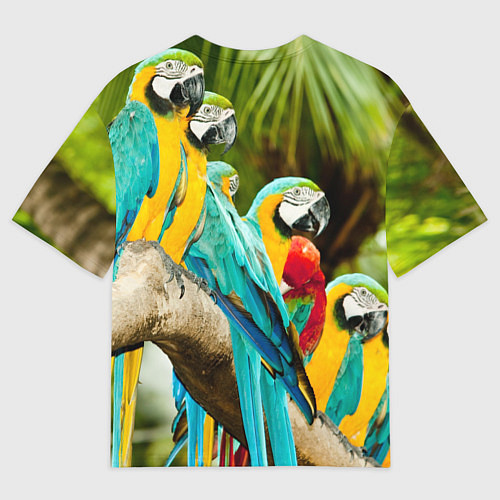Мужская футболка оверсайз Попугаи на ветке / 3D-принт – фото 2