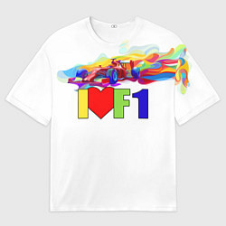 Футболка оверсайз мужская Я люблю F1, цвет: 3D-принт