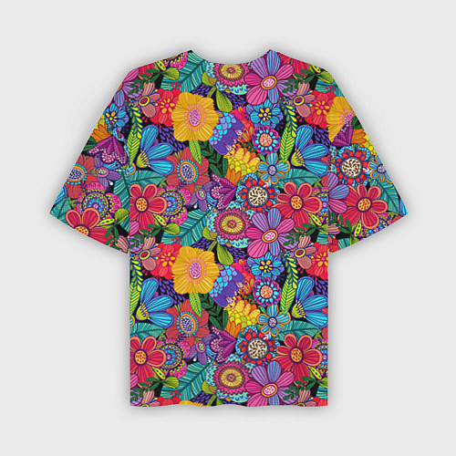 Мужская футболка оверсайз Яркие цветы / 3D-принт – фото 2