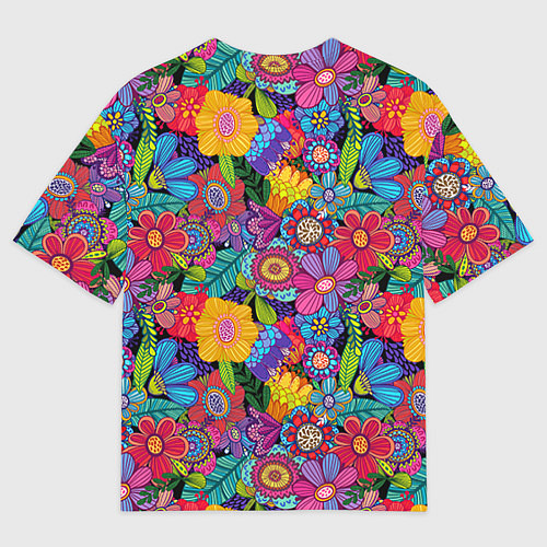 Мужская футболка оверсайз Яркие цветы / 3D-принт – фото 2
