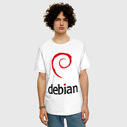 Футболка оверсайз мужская Debian, цвет: белый — фото 2