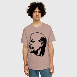 Футболка оверсайз мужская Ленин: скульптура, цвет: пыльно-розовый — фото 2