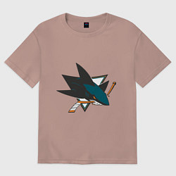 Футболка оверсайз мужская San Jose Sharks, цвет: пыльно-розовый