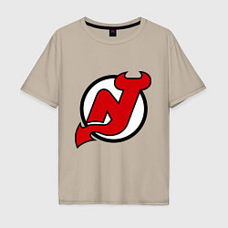 Футболка оверсайз мужская New Jersey Devils, цвет: миндальный