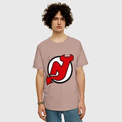 Футболка оверсайз мужская New Jersey Devils, цвет: пыльно-розовый — фото 2