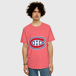 Футболка оверсайз мужская Montreal Canadiens цвета коралловый — фото 2
