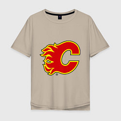 Футболка оверсайз мужская Calgary Flames, цвет: миндальный