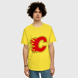 Футболка оверсайз мужская Calgary Flames, цвет: желтый — фото 2