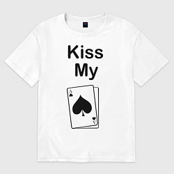 Футболка оверсайз мужская Kiss my card, цвет: белый
