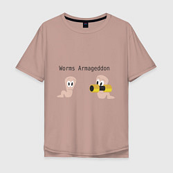 Мужская футболка оверсайз Worms armageddon