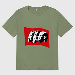 Мужская футболка оверсайз Маркс, Энгельс, Ленин