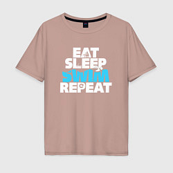 Мужская футболка оверсайз Eat sleep swim repeat