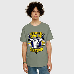 Футболка оверсайз мужская Never Give Up: Cenation, цвет: авокадо — фото 2